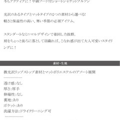 クラシカルエルフ中綿フード付ショートブルゾンMの画像