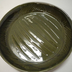 ☆▲上日焼　あさひ焼　手づくり　大皿　皿　菓子入れ　果物入れ　食器　陶器　共箱　工芸品　eの画像