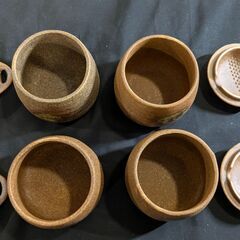 備前焼？　陶器製 茶碗蒸し椀 4個セットの画像