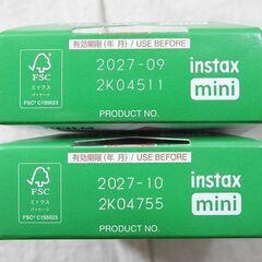 ☆富士フイルム instax mini チェキ フィルム（無地）10枚×2 2027.09【未開封】の画像