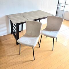 年末大掃除SALE　ダイニング4点セット　テーブル　サイドテーブル　机　チェア　イス　ダイニング　角テーブル　四角　収納　棚付　木目 グレー ブラック モダン ヴィンテージ スタイリッシュ シック　ファブリックの画像