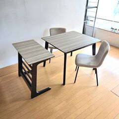 年末大掃除SALE　ダイニング4点セット　テーブル　サイドテーブル　机　チェア　イス　ダイニング　角テーブル　四角　収納　棚付　木目 グレー ブラック モダン ヴィンテージ スタイリッシュ シック　ファブリックの画像
