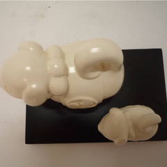 ☆▲たち吉　干支置物　イヌ　戌　白成　親子置物　置物　干支　インテリア　雑貨　縁起物　台付き　hの画像