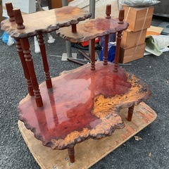 銘木多段花台盆栽棚木製インテリア（天然木調ヴィンテージ棚家具台席飾り用棚の画像