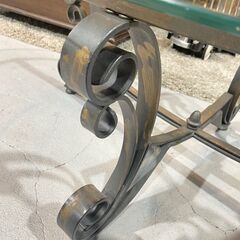 I11★ガラスローテーブル★アイアンフレーム オーバル 楕円形 W約115cm モダン インテリア 店舗ディスプレイ の画像