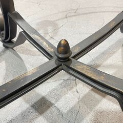 I11★ガラスローテーブル★アイアンフレーム オーバル 楕円形 W約115cm モダン インテリア 店舗ディスプレイ の画像