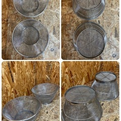 C(7742) 業務用 深型 ざる 2個セット ステンレス 米揚ざる ザル 調理器具 厨房用品 飲食店 店舗用 中古の画像