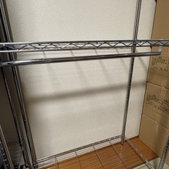 メタル製　スチールラック　3段　シルバー　ハンガー収納の画像