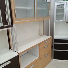 ★リユースのサカイ日立店★HJ8579 河口家具製作所 レンジボード ナチュラルブラウン H195×D47×W120.5 クリーニング済み の画像