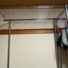 メタル製　スチールラック　3段　シルバー　ハンガー収納の画像