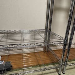 メタル製　スチールラック　3段　シルバー　ハンガー収納の画像
