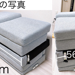 3人掛けカウチソファ グレー／ハイ＆ロー2WAY／解体引き渡し可【家具350】の画像