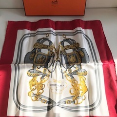 M【未使用品】鑑定済みHERMES エルメス シルク ハンカチ シルク100% BRIDES de GALA の画像