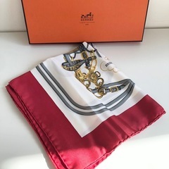 M【未使用品】鑑定済みHERMES エルメス シルク ハンカチ シルク100% BRIDES de GALA の画像