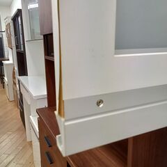 ★リユースのサカイつくば店★TK7645 松田家具 食器棚 ホワイト H198×D49×W90 クリーニング済みの画像
