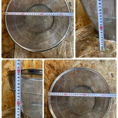 C(7743) 業務用 深型 ざる 3個セット ステンレス 米揚ざる ザル 調理器具 厨房用品 飲食店 店舗用 中古の画像