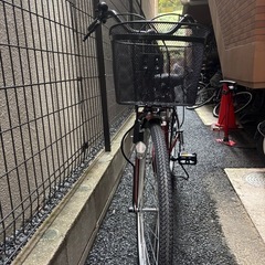 【新品同様】シティサイクル バスケット付きバーガンディ色【引き取り限定】名古屋市の画像