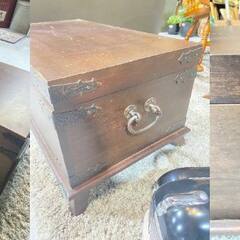 I11★KOIZUMI★木箱 アンティーク調 W約90cm 上開き 脚付き 収納 インテリア ディスプレイ リビング 書斎 の画像