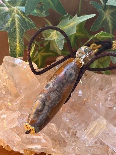 《一点物》古代の力を宿す 　蒙古天珠（ロングタイプ）ペンダント