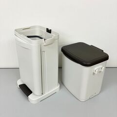 stp-3636　アスベル　2段ゴミ箱　ペダル付き　分別　ごみ箱　サイドフック　グレー　ブラウン　蓋付き　スリム　ダストボックスの画像