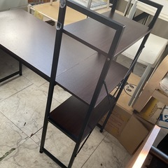 ラック付きパソコンデスク　ブラウン　中古の画像