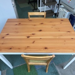 【リサイクルサービス八光】幅118cm　IKEA LERHAMN レールハムン テーブル3点セットの画像