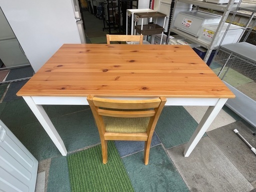 【リサイクルサービス八光】幅118cm　IKEA LERHAMN レールハムン テーブル3点セット