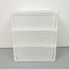 stp-3639　収納チェスト　3段　幅53.5cm　白　収納ケース　収納ボックス　プラチェスト　プラスチック　箪笥　衣装　衣類収納　引出の画像