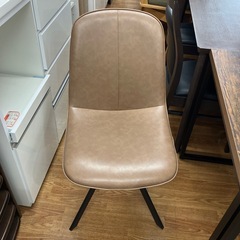 ダイニング3点セット テーブルキャスター付き ヨゴレ有り 程度B ブラウン×ベージュ【取りに来れる方限定】の画像