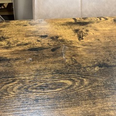 ダイニング3点セット テーブルキャスター付き ヨゴレ有り 程度B ブラウン×ベージュ【取りに来れる方限定】の画像