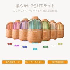 Mizuoto 卓上加湿器 小型アロマディフューザー 大容量 25h連続稼働 LEDライト タイマーの画像