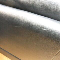 2.5人掛けソファ 幅186cm 革製 ブラック 長椅子 背もたれ取り外し可能 2Pソファ 186×87×91cm 黒 ソファ 札幌市厚別区 厚別店の画像