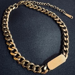  B11*《ステンレス》*メンズ_アジャスター付き_プレート付き喜平チェーンブレスレットの画像