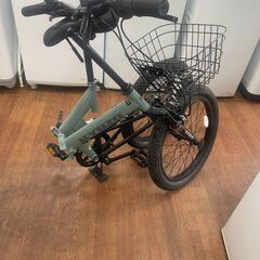 リサイクルショップどりーむ天保山店　No572 超美品❕　折りたたみ自転車　セミファットバイク　KYUZO　KZ-110　ギア６段変速　折りたたみ可能　定価約３万　新品に近いです🎵　後付けのカゴとライトも付属の画像