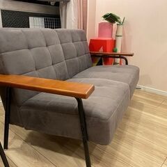 ソファー2人掛け2.5人掛けレザー風フェイクレザーヴィンテージ 男前 西海岸の画像