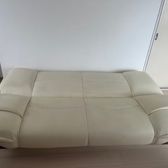 【収納つきソファベッド】アイボリー／2WAY／大容量収納の画像
