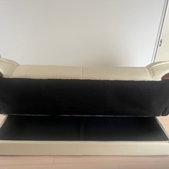 【収納つきソファベッド】アイボリー／2WAY／大容量収納の画像