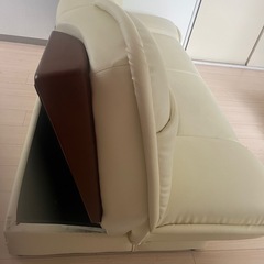 【収納つきソファベッド】アイボリー／2WAY／大容量収納の画像