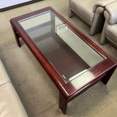 カリモク　ガラステーブルの画像