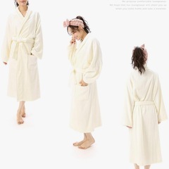 【新品】レディース　バスローブ　M〜L アイボリー　ワンオペの画像