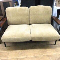 2人掛けソファ 幅137×奥80×高76 布製 ベージュ 長椅子 ソファー ファブリック ２P 札幌市厚別区 厚別店の画像
