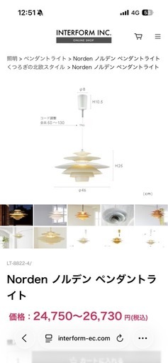 【新品】Norden ペンダントライト 46cm