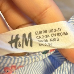 H&M 花柄刺繍 半袖ブラウスワンピース100の画像
