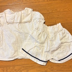 バースデイ Cottoli 襟付きホワイトシャツ パンツ 95cmの画像