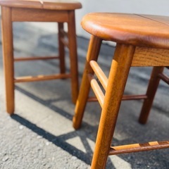 （在庫2点）　カリモク　karimoku スツール　木製　椅子　イス　チェア　楕円　ウッドスツール　棚　台　花台　サイドテーブル　ミニテーブル　検　ビンテージ　※1点でのお値段です  karimoku wooden stool の画像