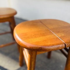 （在庫2点）　カリモク　karimoku スツール　木製　椅子　イス　チェア　楕円　ウッドスツール　棚　台　花台　サイドテーブル　ミニテーブル　検　ビンテージ　※1点でのお値段です  karimoku wooden stool の画像