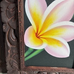 木枠のプルメリアの絵①の画像