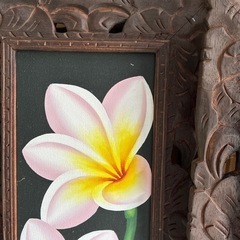 木枠のプルメリアの絵①の画像