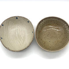 ss8168　絵変わり 浅鉢 6枚セット オーバル系 ボウル space？ 陶器 和テイスト 食器 カレー パスタ サラダ 多様丼 しずく型 オシャレ 深皿 中古の画像