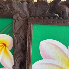 木枠のプルメリアの絵②の画像